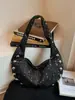 Bolso tipo dumpling ins con estrellas estilo coreano para mujer, gran capacidad, versátil para el uso diario, bolso de axila, bolso de hombro tipo tote para mujer
