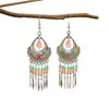 Joyería Daisy 12 Colores Piezas Metálicas Pequeñas en Forma de Abanico Pendientes Vintage Estilo Étnico Pendientes Largos Multicapa Joyería de Yunnan