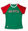 Camiseta de Mujer de Manga Corta Verde Estampado Y2K Bandera Mexicana Carta Transfronteriza de Verano Ajustada Superior Venta al por Mayor
