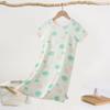 Camisola Infantil Yossi Feminina de Verão Fina Manga Curta Longa Pijama de Menina Classe A Floral Estilo Princesa Roupa de Casa