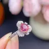 Ventas Directas de Fábrica Anillo de Turmalina Pura Natural Plata de Ley S925 Incrustado Cristal Color Fuego Limpio Buena Piedra Principal 6*6mm