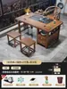 Mesa de Chá Pequena e Conjunto de Cadeiras para Varanda Sala de Estar Casa Novo Estilo Chinês Madeira Maciça Mesa de Chá Kung Fu Zen Mesa de Chá Multifuncional