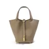 Bolso Cesta de Verdura de Piel de Vaca de Primera Capa para Mujer, Versátil, Gran Capacidad, Bolso de Mano para Viajes, Bolso Cubo Casual de Piel Genuina de Alta Gama