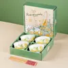 Juego de cuencos y vajilla transfronterizo para uso doméstico, cuencos para comer, artículos de regalo, juego de cuenco y palillos, juego de cuencos de cerámica transfronterizo, embalaje de caja de regalo, venta al por mayor