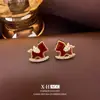 Exquisitos y Lujosos Pendientes de Caballo Rojo Incrustados de Diamantes, Pendientes Zodiacales de Moda y Únicos para el Año de Nacimiento, Pendientes Únicos y de Gama Alta