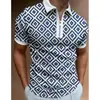 Camisa Polo 3D con Cremallera para Hombre Nueva de Aliexpress con Cuello Camisero Estampado, Jersey de Manga Corta para Ropa Casual