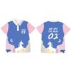 Uniforme de clase para escuela primaria con estampado de cuerpo completo, polo con cuello de solapa, estampado fijo medio, uniforme de juegos para padres e hijos de jardín de infantes, uniforme de graduación