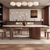 Mesa y Sillas de Comedor de Pizarra Más Vendidas, Mesa de Comedor Moderna Minimalista de Color Nogal, Mesa Rectangular Estilo Vintage para Uso Doméstico Estilo Italiano