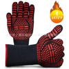 Fabricantes de origen al por mayor al contado guantes de silicona aislantes al calor de alta temperatura 800 grados protección para horno de cocina guantes anti-quemaduras