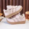 Zapatillas de Niña con Adorno de Encaje Otoño Nuevo Oso Pequeño Lindo Velcro Suela Suave Antideslizante Zapatos para Bebés Zapatos para Niños