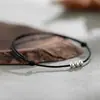 Tobillera de plata para mujer, cuerda roja, pulsera simple de cuentas de plata, estudiante, cuerda de pie de pareja antigua, pulsera de cuerda tejida a mano con cuentas de la suerte