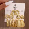 Conjunto de Brincos Original Novo Design Color Dourado com 9 Peças Versátil Ccb Geométrico Estilo Minimalista Brincos de Comércio Exterior Atacado