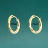 Brincos de Cobre Cao Shi Estilo Europeu e Americano Minimalista com Textura de Círculo, Argolas Lisas Personalizadas para Camadas, Brincos Versáteis da Moda
