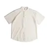 Estilo Old Money Lyocell Tencel Linho Verão Fina Respirável Manga Curta Gola Alta Camisa Jaqueta Masculina de Luxo Leve