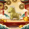 Chaveiro Pingente Moeda de Ouro Puro 999 Ano do Cavalo Acessório de Bolsa Brinde Promocional