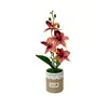 Quatro orquídeas Phalaenopsis artificiais estilo nórdico em vasos de tecido, flores artificiais e plantas verdes para bonsai de mesa, adereços de fotografia e itens decorativos