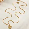 Corrente de Clavícula Estilo Coreano Mais Vendida Cruzada Aço Inoxidável Banhado a Ouro 18k Pingente de Coração com Zircônia Colar de Clavícula Joias para Mulheres