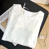 Camiseta de Manga Corta Lisa para Mujer Eewe Basic, Descubierta de Hombro, Ajuste Holgado de Verano, Nueva Versátil de Nicho 2026