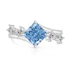 Anillo de Cubo de Azúcar Cortado Flor de Hielo de Piedra Preciosa Colorida Más Vendido en Transmisión en Vivo, Diamante de Alto Carbono Súper Brillante, Chapado en Oro Real, Anillo Versátil de Moda Personalizado