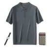 26 Estilo Fino de Verão 100% Lã Fina Camisa Polo Masculina de Manga Curta Camiseta de Fio Yangzi Gola Polo Casual