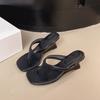 Presilha de Pé Fada Francesa Outwear Presilha Biqueira Sapatos Plataforma Chinelos Sandálias Nova Altura Aumentada Verão Simples