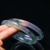 Pulsera de Jade Translúcido Tipo Hielo, Cristal de Jade con Patrón de Orquídea, Tira Redonda Delgada, Cuarzo Roca Jade Semitransparente para Mujer al Mayoreo