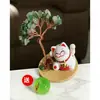 Árbol de la Fortuna de Cristal Natural, Gato de la Fortuna, Árbol de Cristal para Coche, Decoración Interior de Coche, Adorno de Cristal de Gato de la Fortuna, Artículo de Manualidad