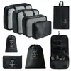 Bolsa de almacenamiento para viajes transfronterizos, set de neceser, bolsa de almacenamiento organizadora de ropa para equipaje de siete piezas, bolsa de almacenamiento de viaje