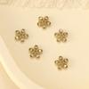 Chapado en Oro de 14K/18K Conserva el Color Microincrustado Circonita Flor de Cinco Pétalos Tapa de Cuenta Espaciador Pulsera Accesorios para Joyería DIY