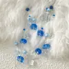 Cuentas de Vidrio con Forma de Hoja, Borlas de Gota de Agua, Ganchos para Orejas, Pendientes Frescos y Dulces, Temperamento Suave de Verano, Pendientes de Nicho de Alta Gama