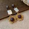 Pendientes de Corazón de Madera Color Café Transfronterizos Europeos y Americanos, Pendientes Estilo Retro Maillard, Pendientes de Diseño de Nicho para Mujer