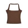 Camisola corta ajustada con cuello halter para mujer, estilo nuevo de verano, estilo europeo y americano, parte inferior elástica ajustada.