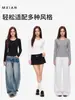 Otoño e invierno 240g hilo de spandex hombro normal manga larga para mujer cuello U pequeño forro polar fino cálido top ajuste ceñido camiseta básica