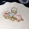 Pinza de Garra con Borla de Rosa de Hada Estilo Bosque para Mujer, Pinza de Mariposa Grande Fresca y Elegante para la Parte Posterior de la Cabeza, Pinza de Tiburón