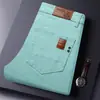 Calça Casual da Moda para Homens, Calça Colorida Bordada de Alta Qualidade, Calça Longa de Cintura Média Reta, Calça Fina Primavera/Verão 2025