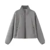 Atacado de fabricante de roupas femininas transfronteiriço 2026 moda casual estilo europeu e americano jaqueta acolchoada de algodão solta com zíper e gola alta