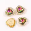 Amor borde costura a mano garra taladro doble flor cristal vidrio DIY tocado lazo de boda accesorios de ropa venta caliente