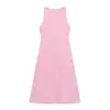 Vestido Casual sin Mangas de Color Sólido Adelgazante con Botones Decorados, Nuevo de Moda Verano 2026 Estilo Europeo y Americano para Mujer