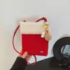 2025 Nuevo Bolso de Hombro Cruzado de Moda Sencillo Estilo Peluche Otoño e Invierno Transfronterizo Bolso de Gamuza Estilo Coreano para Mujer