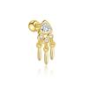 Aretes de Cadena con Borla de Triángulo de Plata Esterlina S925 con Diamantes para Mujer Zirconio Flash Geométricos Simples Combinan con Todo Aretes Europeos y Americanos Transfronterizos