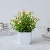 Flor artificial planta verde pequenos ornamentos sala de estar interior casa artificial plástico flor artificial bonsai decoração flor bonsai decoração