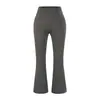 Pantalones de yoga deportivos acampanados de cintura alta, largo 7/8, nuevo estilo verano 2026, leggings casuales elásticos ajustados de color liso para mujer