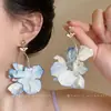 Pendientes de Flor de Tela Estilo Coreano con Aguja de Plata, Estilo Dulce y Fresco, Lujo Ligero, Sensación de Alta Gama, Diseño Único
