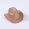 Sombrero de vaquero occidental de lana para niños en otoño para niños y niñas, sombrero de jazz de ala de color sólido, sombrero de escenario para niños para desfiles de moda