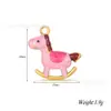 Colgante de Animales de Dibujos Animados de Acero Inoxidable con Goteo de Aceite - Unicornio Pony Arcoíris Jirafa Elefante Collar Pulsera DIY
