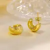 Brincos em aço inoxidável em forma de U, moda europeia e americana, torcidos, comércio exterior, transfronteiriço, revestimento a vácuo, oco, ouro 18K, atacado, brincos femininos