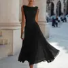 Verano 2026 Nuevo Vestido de Moda Sencillo para Mujer Europeo y Americano Vestido Largo Casual Elegante para el Día a Día