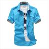 Camisa de manga corta para hombre, verano 2023, estilo coreano, corte entallado, informal, con estampado de setas pequeñas, manga corta, moda juvenil para hombre.