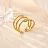 Anillo Cruzado de Acero Inoxidable Chapado en Oro de 18 Quilates, Estilo Nuevo Europeo y Americano, para Mujer, Versátil para el Uso Diario, Joyería de Anillo Abierto Simple y a la Moda