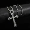 Joias Criativas Personalidade Europeia e Americana Tendência Aço Titânio Masculino Hip Hop Colar Pingente Cruz Folha Acessórios Retrô